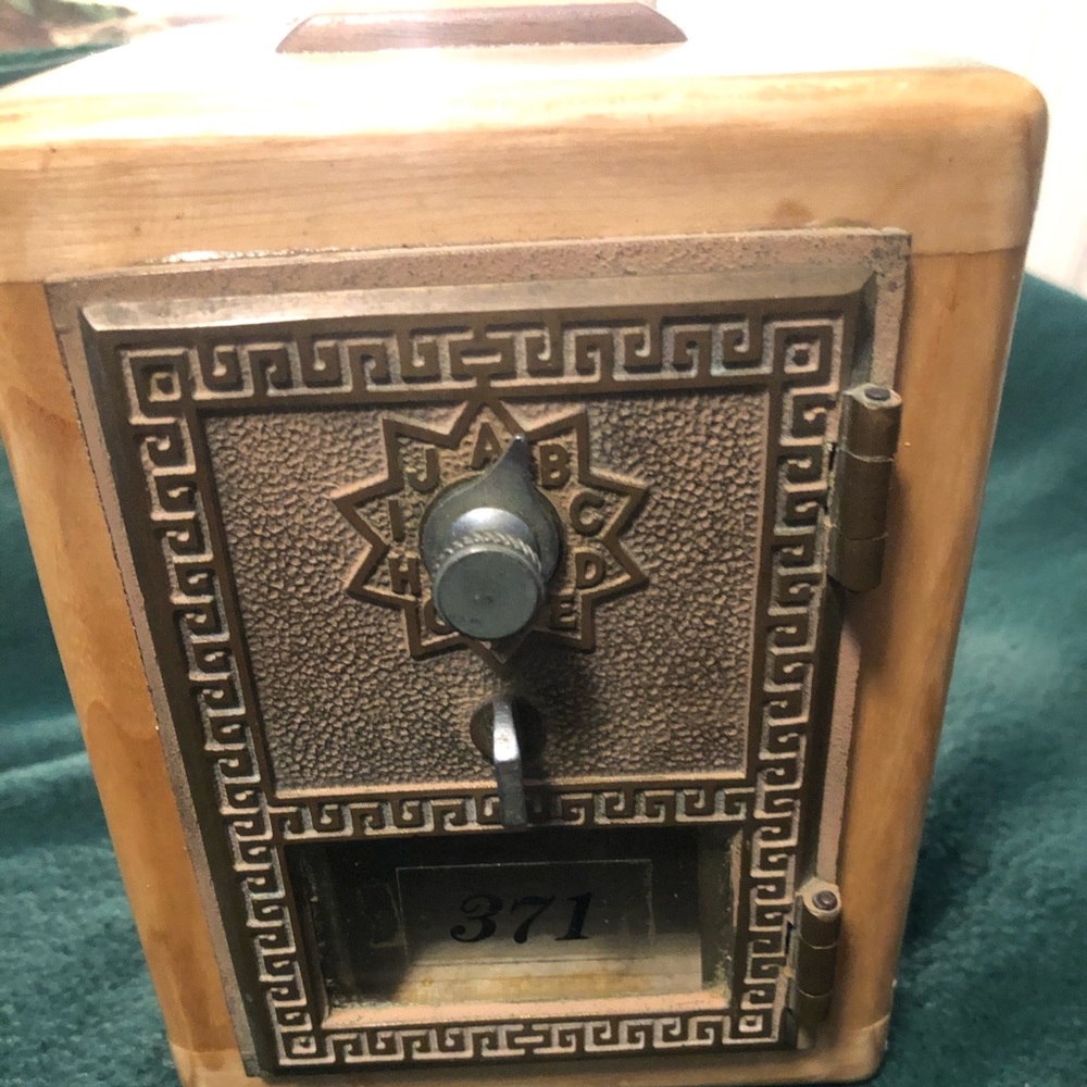 Hand Crafted Ash Postal Bank . Made from rough cut lumber .